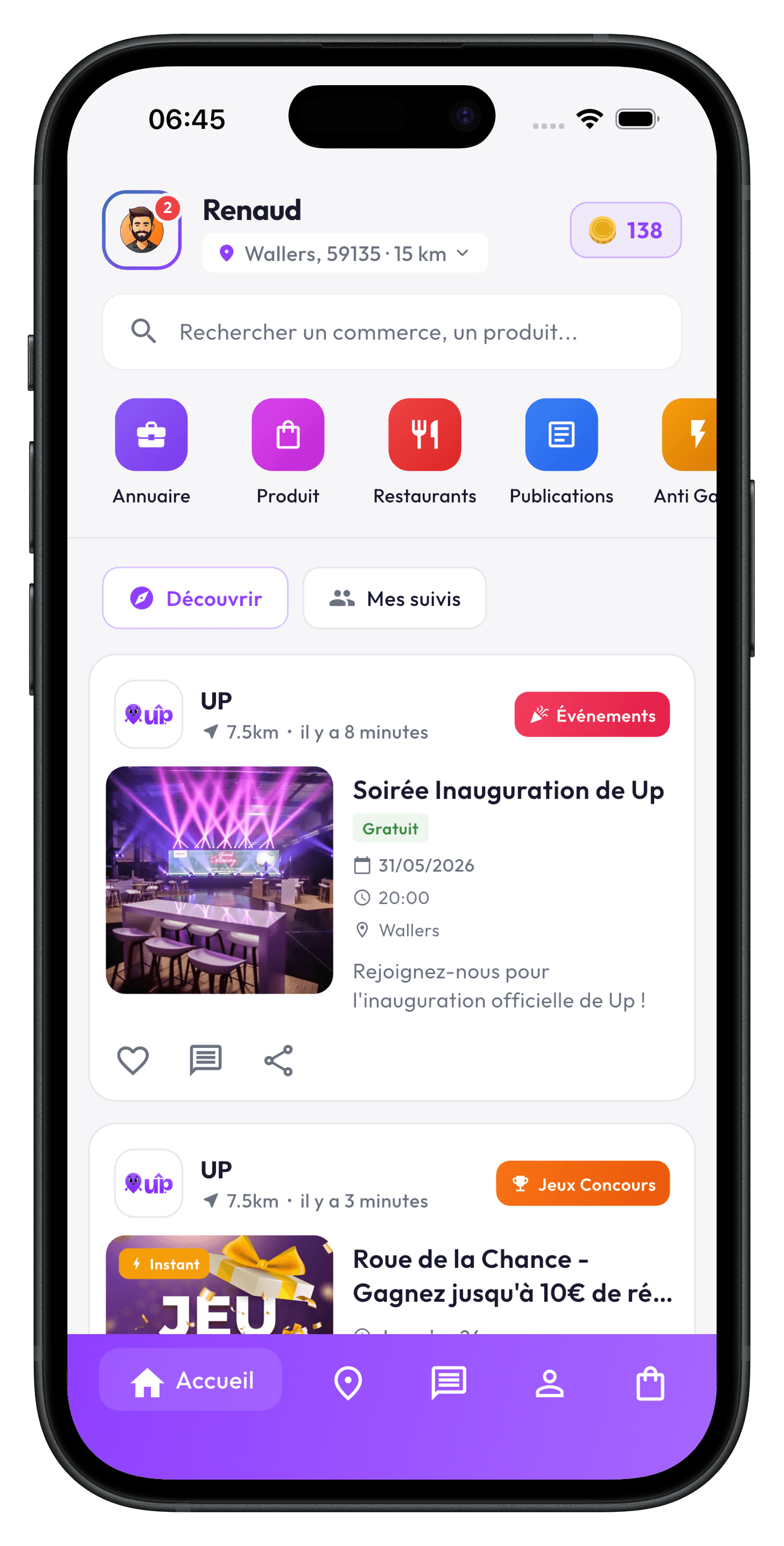 UP App - Dashboard mobile